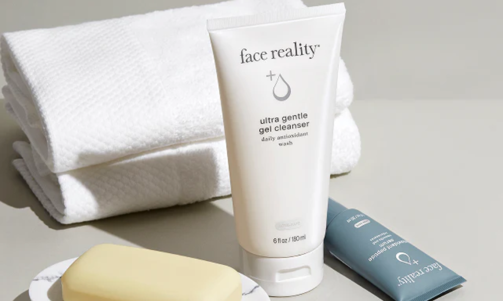 Face Reality Products shown with towels